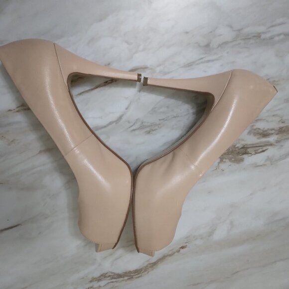 Nine West | "Camya" Peep Toe Heels Nude Blush Beige | Size 9M - Picture 7 of 12